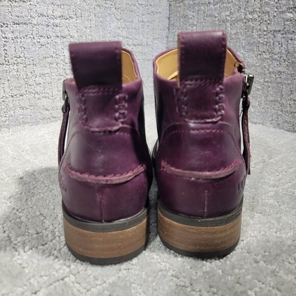 Ugg Aureo Women's Size 6M US Purple Leather Side Zip Ankle Boots 1098314 - Picture 4 of 9